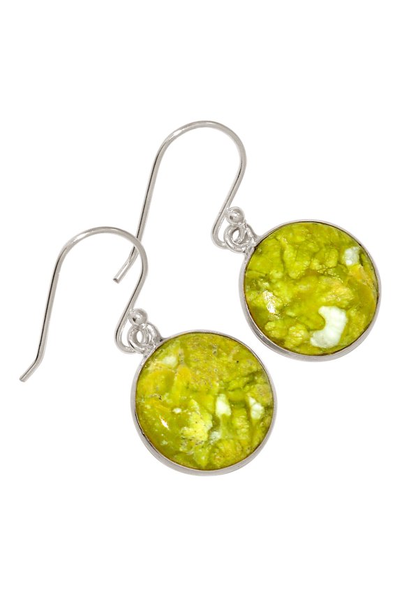 Natural Lizardite Serpentine 925 Sterling Silver Earrings Jewelry ALLE-18168
