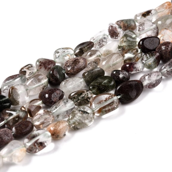 Natural Lodolite Quartz Beads Strands Tumbled Stone 5~8.5x5.5~7x3.5~4mm Hole: 0.7mm about 64pcs/strand 39cm