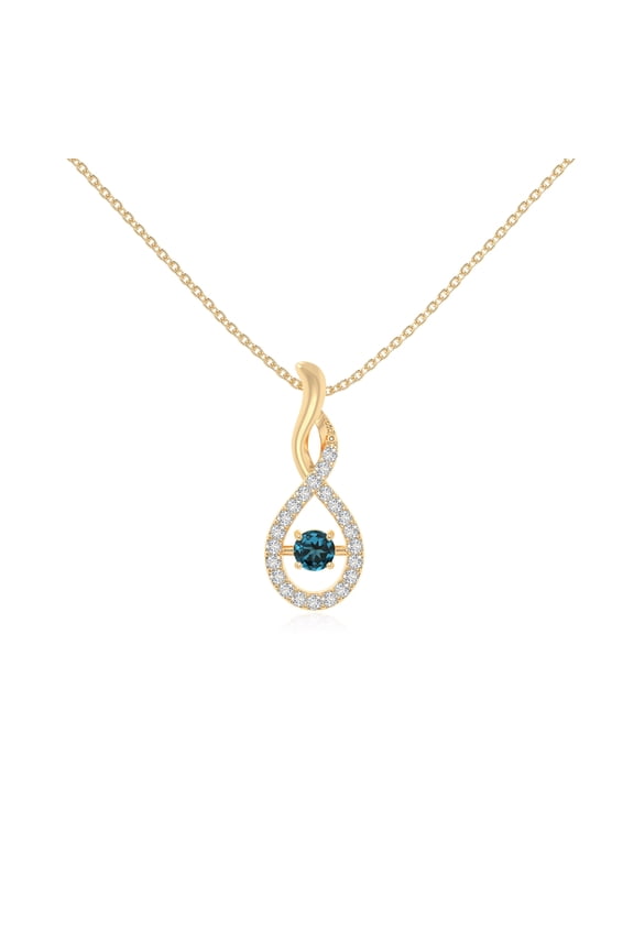 Natural London Blue Topaz 2 Stone Infinity Pendant Necklaces for Women in 18K Yellow Gold Vermeil,December Birthstone Jewelry Gifts for Her Birthday,Anniversary,Mothers Day,Graduation,Valentines