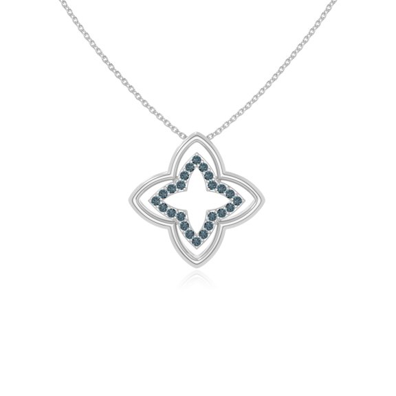 Natural London Blue Topaz 4 Petal Flower Pendant Necklaces for Women in Sterling Silver, December Birthstone Jewelry Gifts for Her Birthday, Wedding Anniversary, Graduation, Christmas, Mothers Day