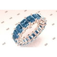 thumbnail image 1 of Natural London Blue Topaz Engagement Ring and Matching Eternity Wedding Band Set in Sterling Silver – Full Eternity Bridal Jewelry for Women Gold Plated 7.5, 1 of 2