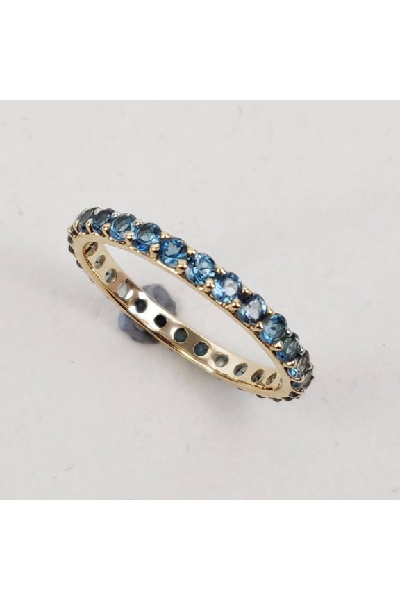 Natural London Blue Topaz Eternity Ring, 14K Solid Yellow Gold Ring, December Birthstone, Infinity Band, Christmas Gift, Blue Topaz Jewelry