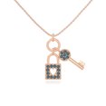 thumbnail image 1 of Natural London Blue Topaz Lock & Key Design Pendant Necklaces for Women in 18K Rose Gold Vermeil, December Birthstone Jewelry Gifts for Her Birthday, Anniversary, Mothers Day, Christmas, Valentines, 1 of 7