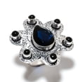 thumbnail image 1 of Natural London Blue Topaz, Onyx Gemstone 925 Sterling Silver Ring Size 7, 1 of 2