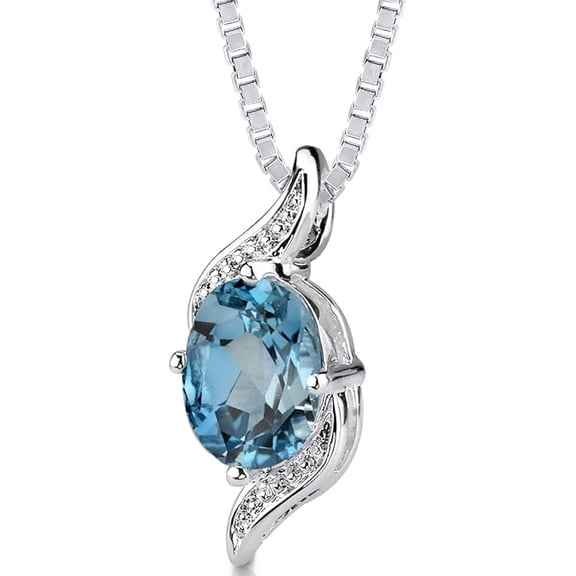 Natural London Blue Topaz Pendant Necklace | Handmade Statement Chain | Sterling Silver Blue Topaz Jewelry Gift