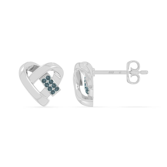 Natural London Blue Topaz Ribbon Heart Stud Earrings for Women in Sterling Silver, December Birthstone Jewelry Gifts for Her Birthday, Wedding Anniversary, Party, Mothers Day, Christmas, Graduation