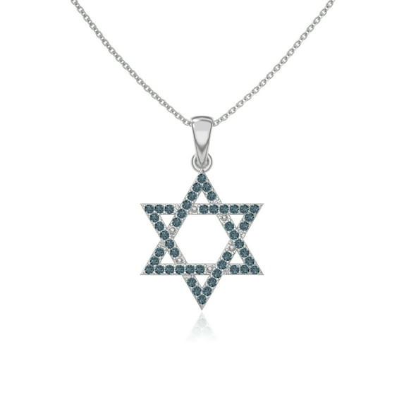 Natural London Blue Topaz Star of David Pendant Necklaces for Women in Sterling Silver,December Birthstone Jewelry Gifts for Her Birthday,Wedding Anniversary,Graduation,Christmas,Mothers Day