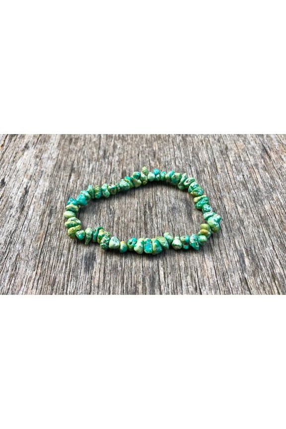 Natural Lone Mountain Turquoise 5-7mm Nugget Chips Shape Smooth Cut Beads Stretchable Bracelet for Men & Women.