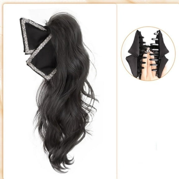 Natural Long Fluffy Curly High Synthetic Ponytail Grab Wig Women Half Waterfall Clip-on Hair Extensions