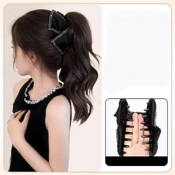 Natural Long Fluffy Curly High Synthetic Ponytail Grab Wig Women Half Waterfall Clip-on Hair Extensions