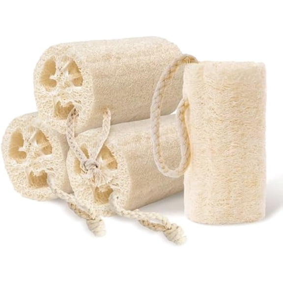 Natural Loofah Body Scrubber Set,4 in Organic Loofa 4 Pack for Exfoliating, Shower loofah for Men and Women, Bath Cleaning Skin Back Face,Eco-Friendly Tool,Bath Sponges for Exfoliating Body Scrubbing