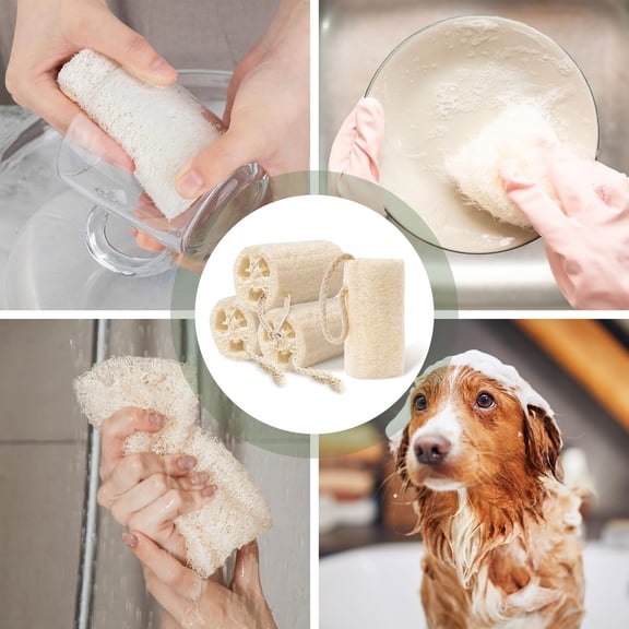Natural Loofah Body Scrubber Set, Organic Loofa Pack for Exfoliating, Shower Loofah for Men and Women, Bath Cleaning Skin, Eco-Friendly Tool, Bath Sponges for Exfoliating Body Scrubbing