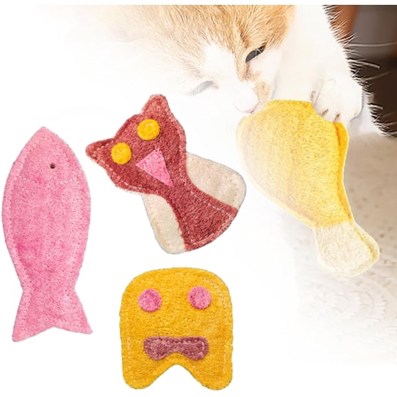 Natural Loofah Cat Toys Teeth Cleaning, Natural Loofah Cat Toy for Boredom Relief and Teeth Cleaning for Cats and Kittens(A4)