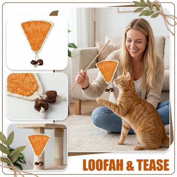 Natural Loofah Chew Toy for Cats and Dogs, Washable Bite Toy for Puppies
