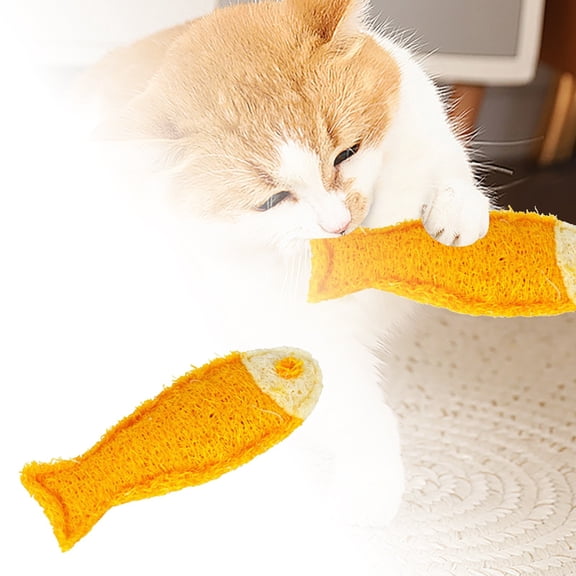 Natural Loofah Chew Toy for Interactive Cleaning Teething Enrichment Activity for Cats and Small Dogs