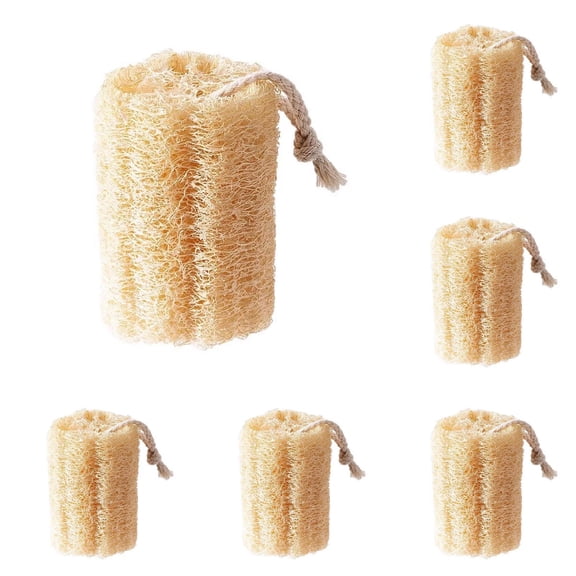 Natural Loofah Dish Sponge Brush Kitchen Gadgets Plant FibersforHome And Kitchen Cleaning Exfoliating Body Scrubber Washcloth LoofahforWomen Men, 5-Pack Natural Loofah Scouring Pad