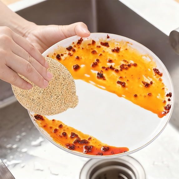 Natural Loofah Dish Sponge, Vegetable Scrubber for Kitchen -100% Biodegradable Compostable Dishwashing Scouring Pad Eco Friendly Sustainable