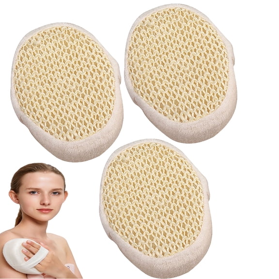 Natural Loofah Exfoliating Body Scrub, Bath Loofah Sponge, Men's and Women's Bath Loofah Sponge for Facial and Body Cleansing, Sisal Oval Balls 3pc
