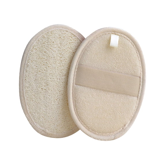 Natural Loofah Exfoliating Body Scrubber & Face Cleanser, Double-Sided Soft & Textured Sponge for Deep Cleansing and Massage, with Anti-Slip Strap for Shower and Bath