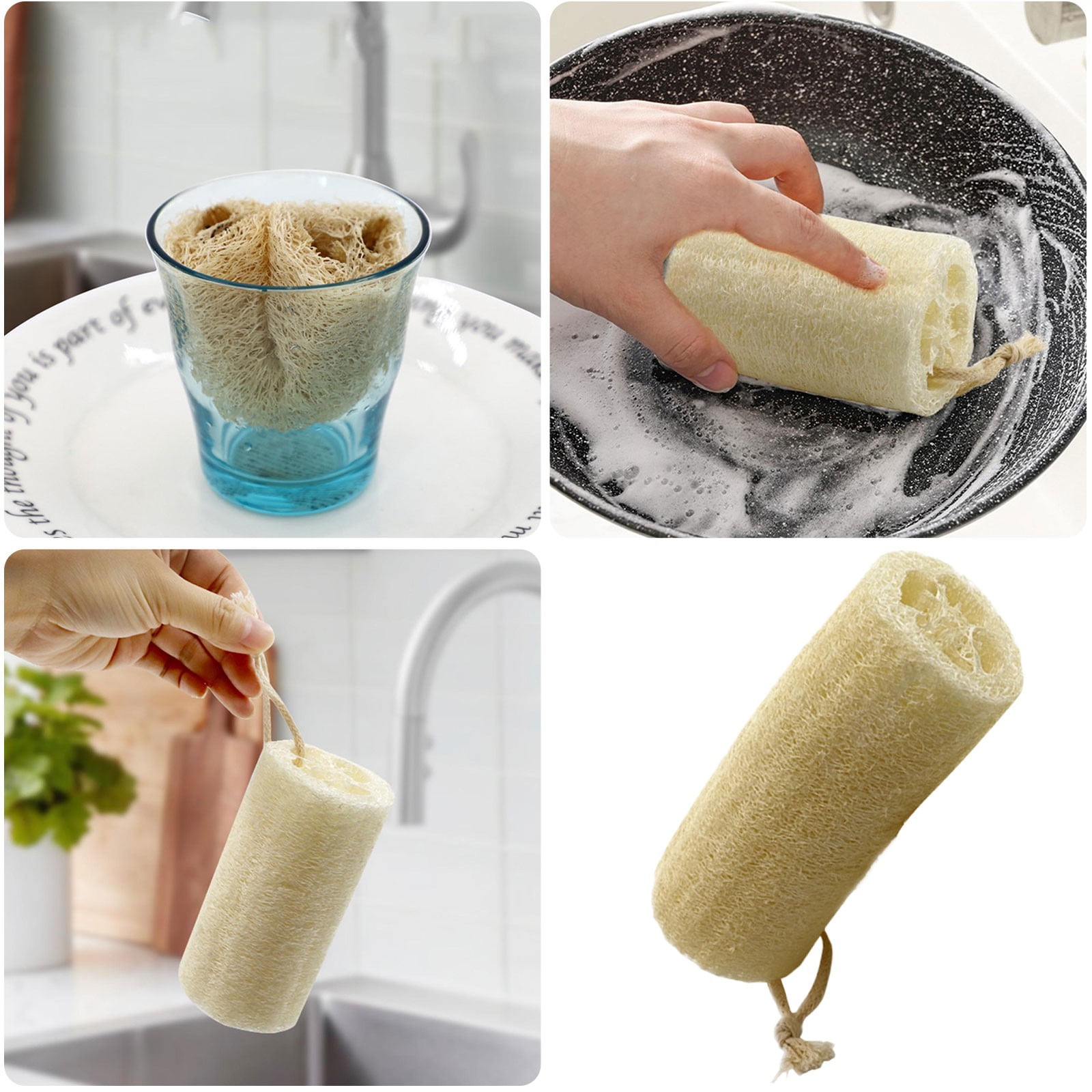Natural Loofah Pot Brush Farmer Loofah Dish Washing Tool Kitchen Non