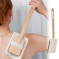 thumbnail image 1 of Natural Loofah Shower Brush with Wooden Long Handle | Exfoliating Back Scrubber | Removable Luffa Sponge | Rope Grip | 17.3 Inch | Gentle Body Cleansing | 1 Piece | Khaki/White, 1 of 9