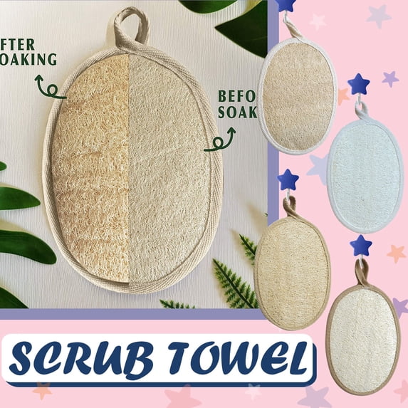 Natural Loofah Sponge Exfoliating Bath Scrubber Organic Luffa Body Buffer for Deep Cleansing and Skin Smoothing in Shower and Bathtub, Beige 4x6 Inch