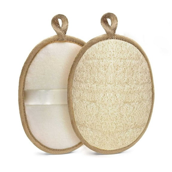 Natural Loofah Sponge Exfoliating Body Scrubber (2 Pack),Made with Eco-Friendly and Biodegradable Shower Luffa Sponge, Loofah for Women and Men, Beige