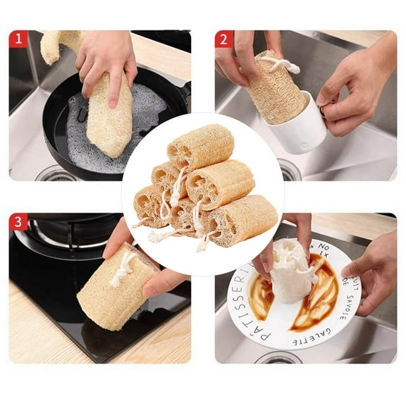 Natural Loofah Sponge Exfoliating Body Scrubber for Women & Men, Bath & Shower Loofa for Smooth Soft Skin, Reusable Back Scrubber Sponge, Luffa Gourd for Effective Deep Cleansing