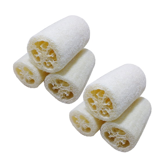 Natural Loofah Sponges, Exfoliating Body Scrubbers for Bath Shower and Kitchen Cleaning, Biodegradable Loofah Exfoliating Sponge Kitchen Pot Cleaning Loofah 6 Pack