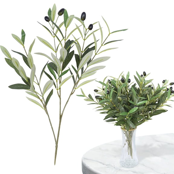 Natural Look Artificial Olive Branch Greenery Stems, Decorative Faux Leaf Sprigs for Dining Table Wedding Living Room Interior Styling