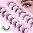 thumbnail image 1 of Natural Look False Eyelashes Wispy Fluffy Lashes Mink Long Curly Fake Eyelashes Cat Eye Lashes with Clear Band 7 Pairs Pack, 1 of 8