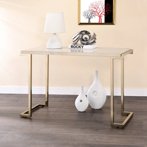 Natural - Look Faux Marble / Sofa Table for Displaying Art in Living Room