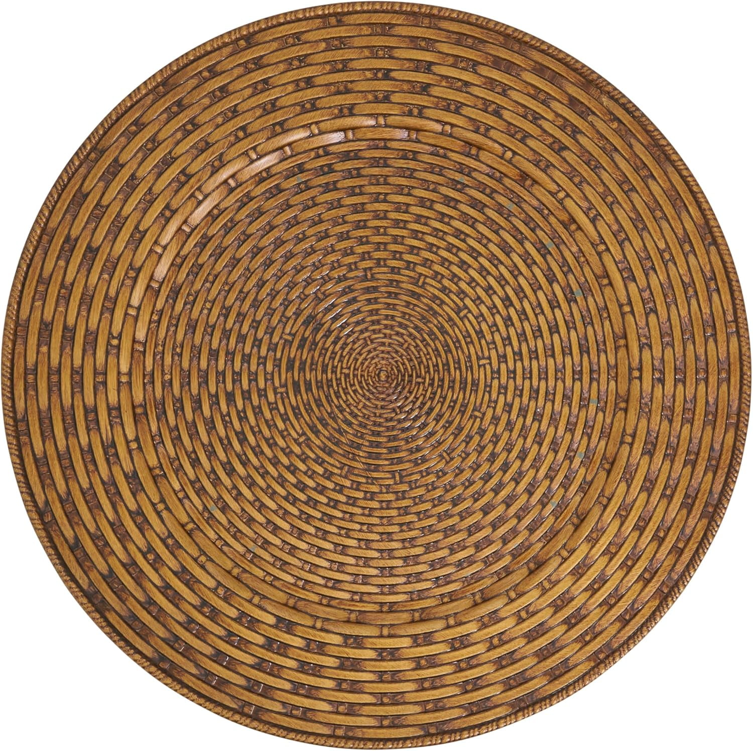 Natural Brown Faux Rattan 13" Charger Plate Set