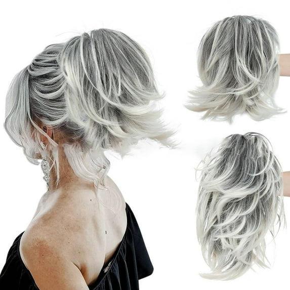 Natural Look Hair & Extensions Messy Bun Hair Piece With Bendable Metal Wire 8 Inch Clip For Women Straight Hair Bun & Ponytail ExtensionHuman Hair Clip In Ponytail Ext