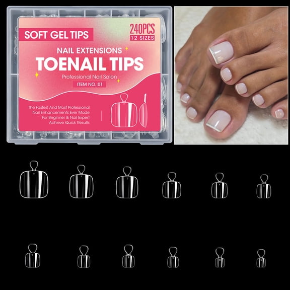 Natural Looking False Toe Nails Tips 240Pcs Quality Gel False Nails Comfortable Application Quick and Easy