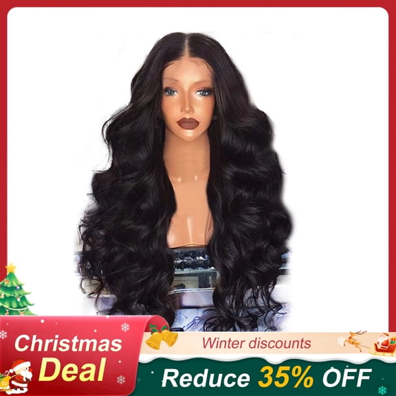 Natural Looking Long Wavy Black Synthetic Wig for Women, Heat Resistant Fiber, Middle Part, 30 Inches, Perfect for Daily Wear and Party Use