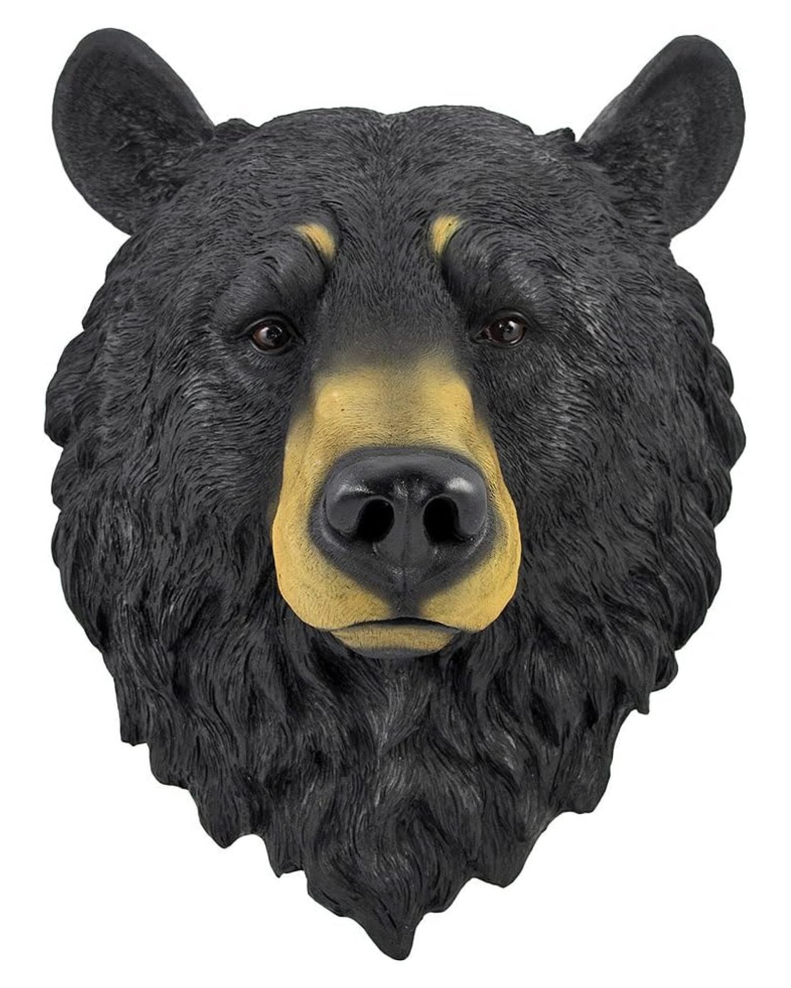 Natural Looking Black Bear Head Wall Hanging - Realistic Bear Figurine For Cabin, Lodge, Or Outdoor Decor
