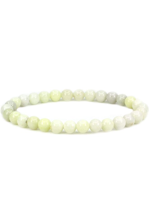 Natural Lvory Jasper Gemstone 6mm Round Beads Stretch Bracelet 7" Unisex