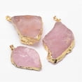 thumbnail image 1 of Natural Madagascar Rose Quartz Pendants with Brass Finding Golden 45~63x26~33x9~10mm Hole: 5x8mm, 1 of 2