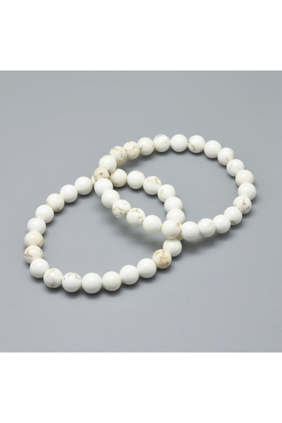 Natural Magnesite Bead Stretch Bracelets Round 2-1/8 inch~2-3/8 inch(5.5~6cm) Bead: 8mm DIY