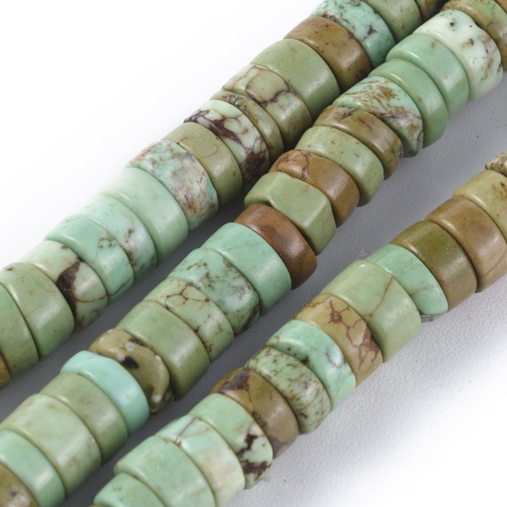 Natural Magnesite Beads Strands Heishi Beads Dyed & Heated Flat Round/Disc Dark Sea Green 6x3mm Hole: 0.8mm 120~140pcs/strand 15.1 inch(38.5cm)
