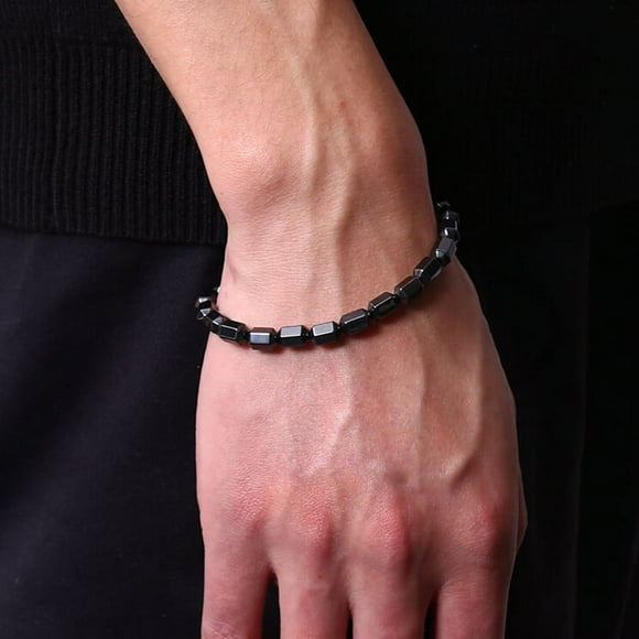 Natural Magnetic Hematite Black Beads Health Care Bracelet Bangles Men Jewelry