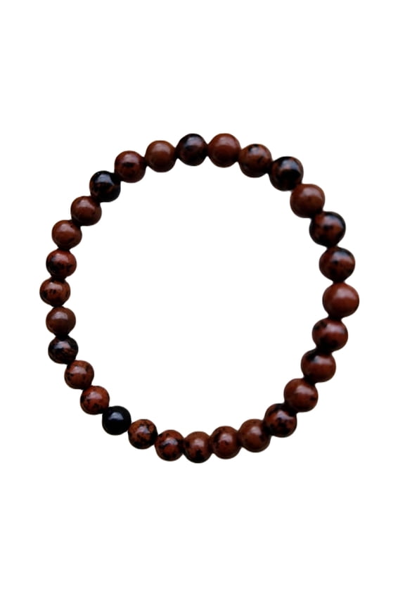 Natural Mahogany Obsidian 8mm Round Shape Smooth Cut Beads Stretchable Bracelet For Men & Women. Unisex Bracelet