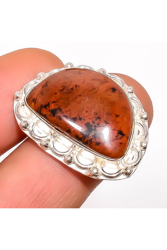 Natural Mahogany Obsidian 925 Sterling Silver Ring Size 7|Handmade Ring, Gift for her, Red Ring, Gemstone Silver Jewelry