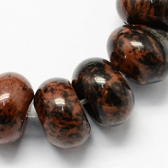 Natural Mahogany Obsidian Beads Strands Rondelle Shaped Coconut Brown 8x5mm Hole: 1mm about 60~65pcs/strand 15.7 inch