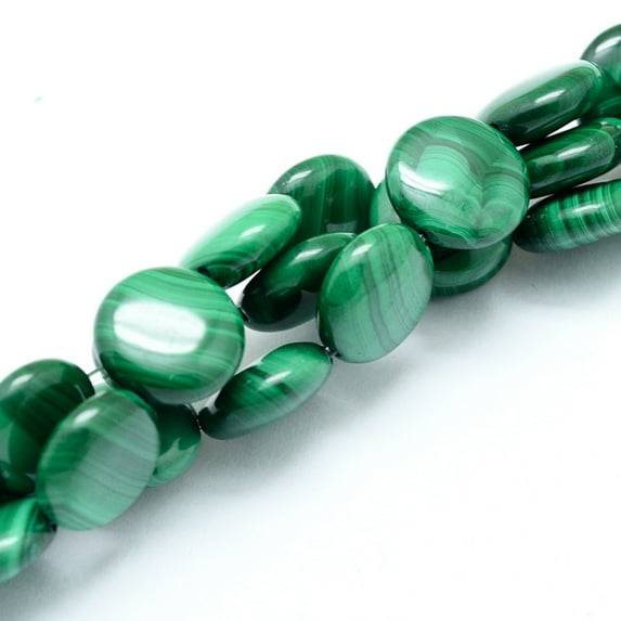 Natural Malachite Beads Strands Round Flat 12x4~5mm Hole: 0.8mm about 33pcs/strand 15.75 inch(40cm) DIY