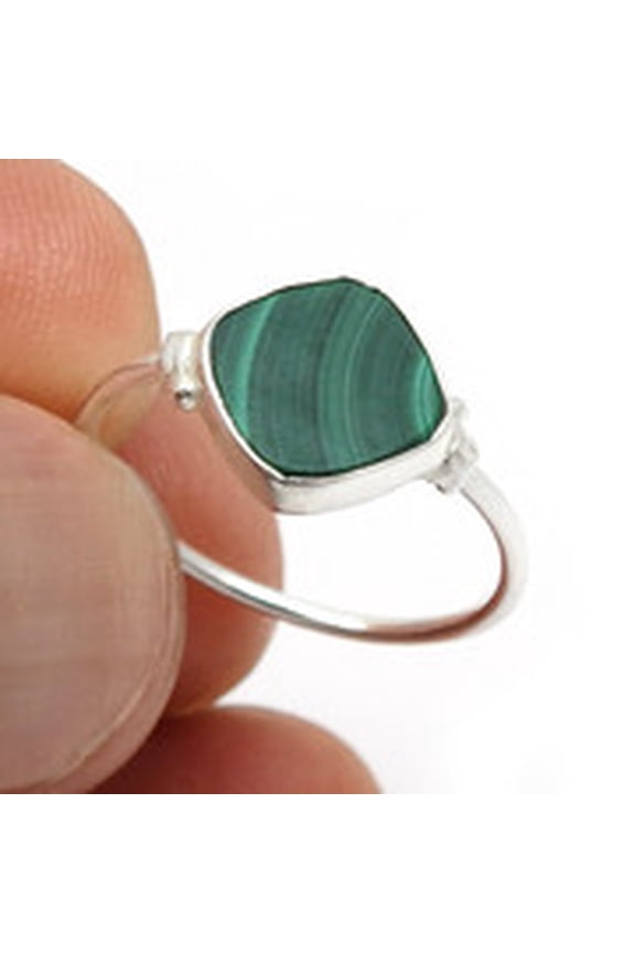Natural Malachite Cocktail Engagement Wife Ring Jewelry Size 6.5 925 Sterling Silver