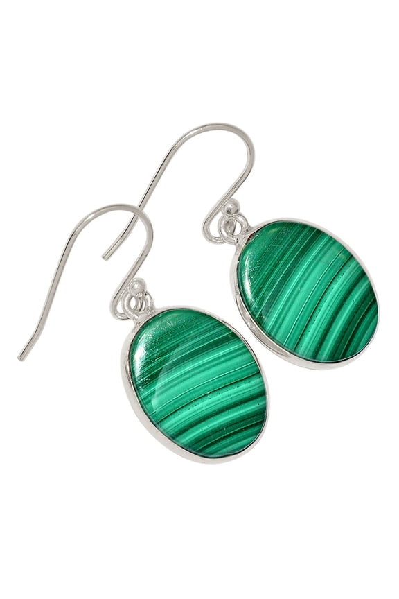 Natural Malachite - Congo 925 Sterling Silver Earrings Jewelry ALLE-16767