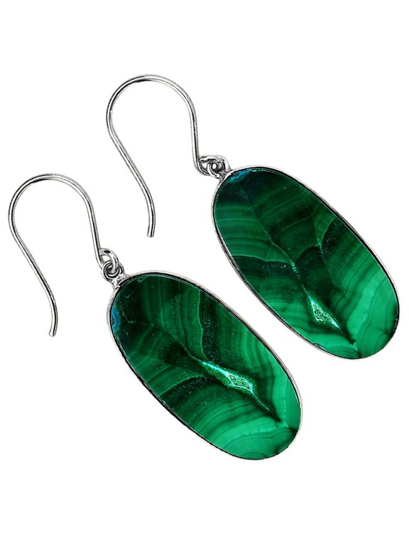 Natural Malachite Eye - Congo 925 Silver Plated Earrings Jewelry WE41-10009