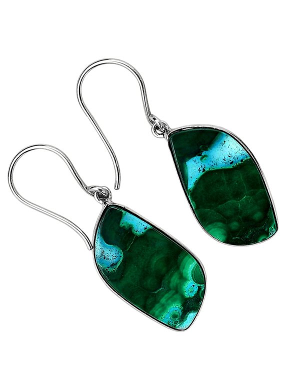 Natural Malachite Eye - Congo 925 Silver Plated Earrings Jewelry WE41-10010